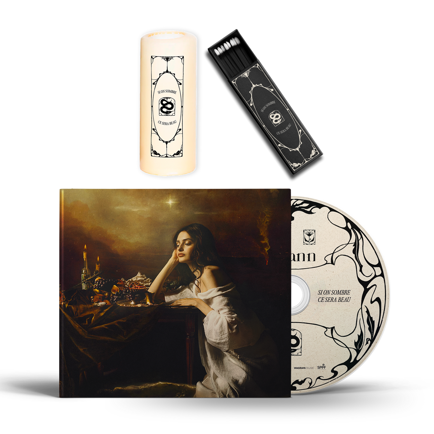 Pack CD ou Vinyle + Boîte d'allumettes + Bougie