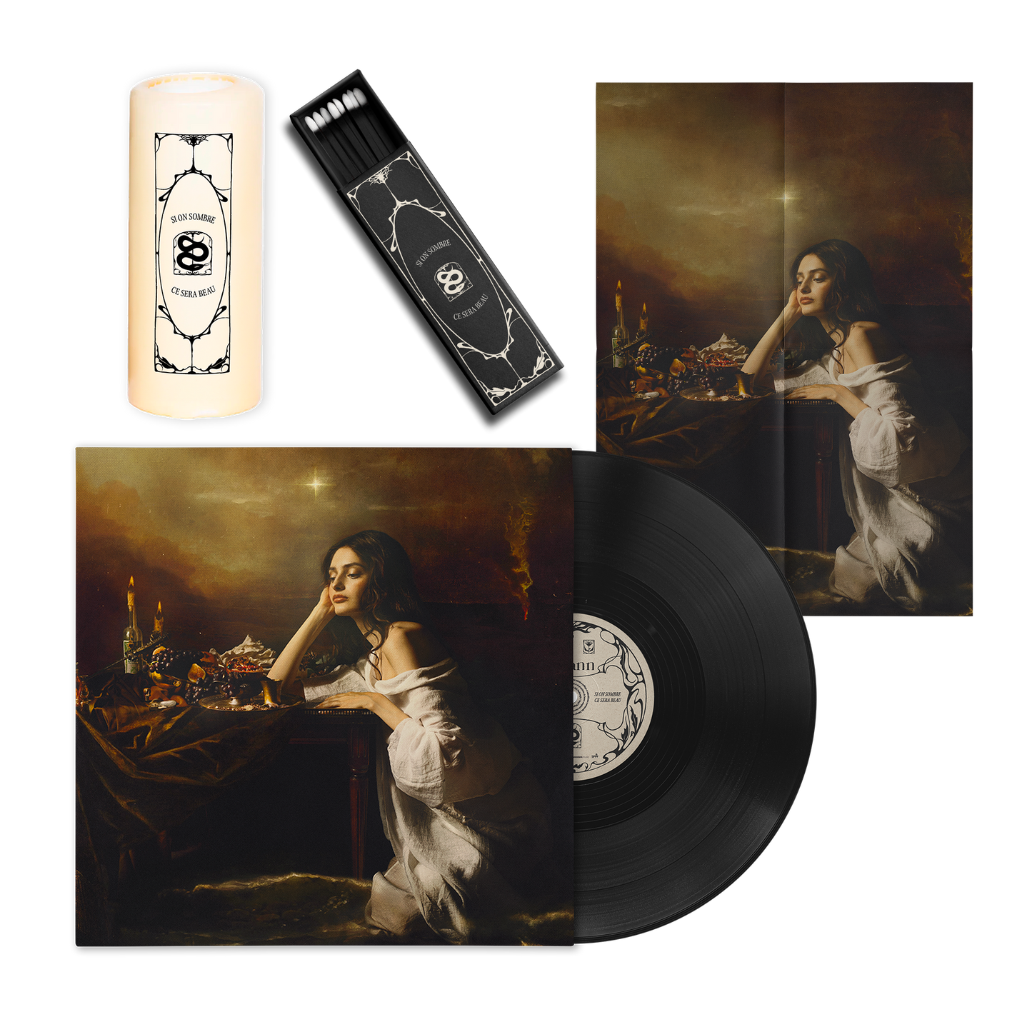 Pack CD ou Vinyle + Boîte d'allumettes + Bougie